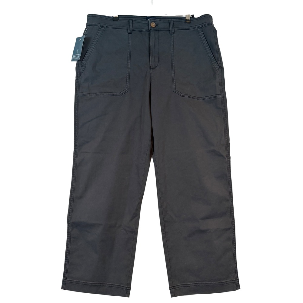 Gap Womens Black Ankle Trouser Straight Leg Patch Pocket Pants •14• Capsule Dark
